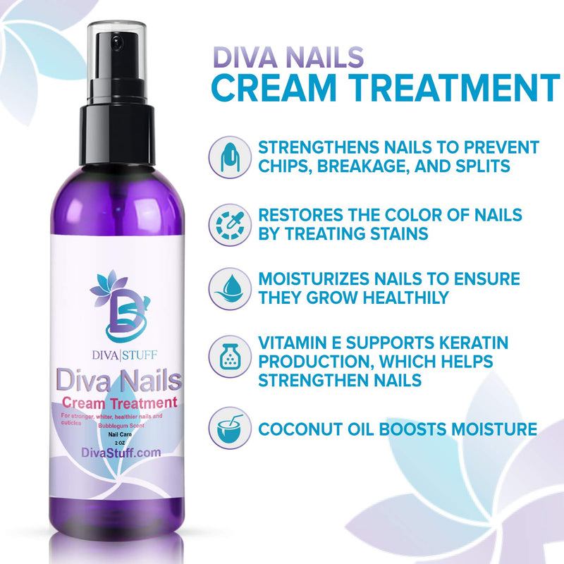 Diva Stuff Diva Nails Cream Treatment | For Stronger & Healthier Cuticles | No More Chips, Cracks & Splits | Made in the USA with Safe Ingredients | Blue Bubblegum Scent | 2 fl oz - BeesActive Australia