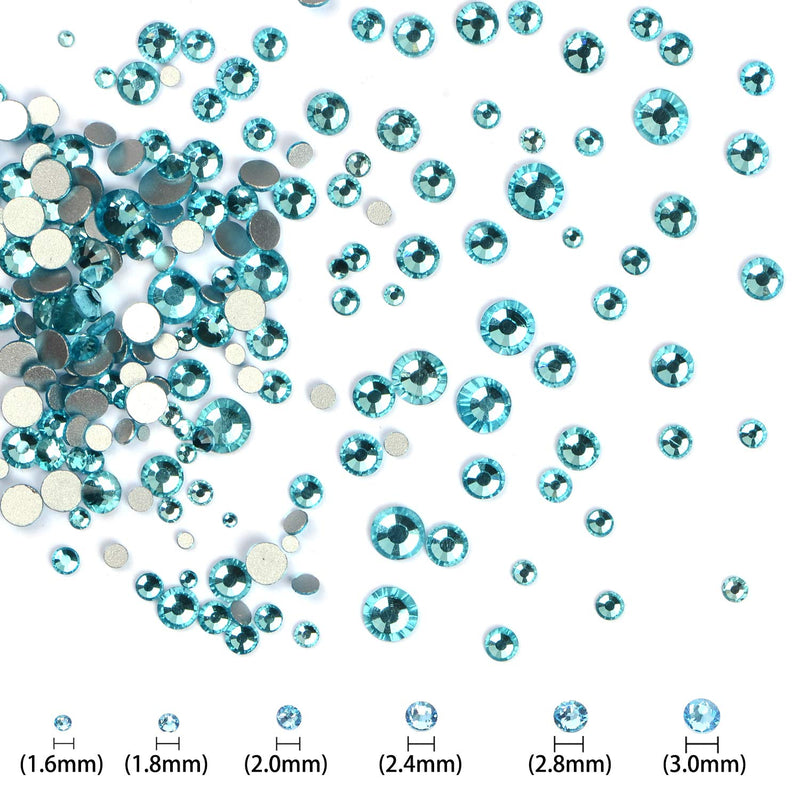 LPBeads 3456 Pieces 6 Sizes Aquamarine Flat Back Round Crystal Rhinestones for Crafts Nails Art Face Makeup Clothes DIY with Pick Up Tweezers and Picking Pen Mix SS4 5 6 8 10 12 - BeesActive Australia
