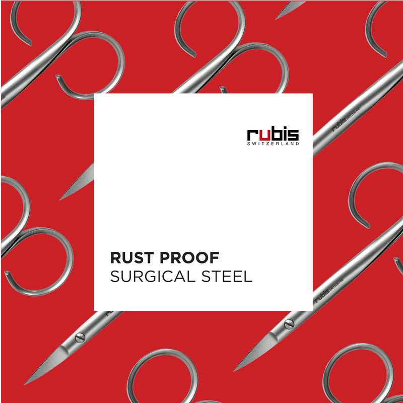 Rubis Sauro Stainless Steel Nail Scissors for Precise Toenails, 1F007, Made in Switzerland, Silver - BeesActive Australia