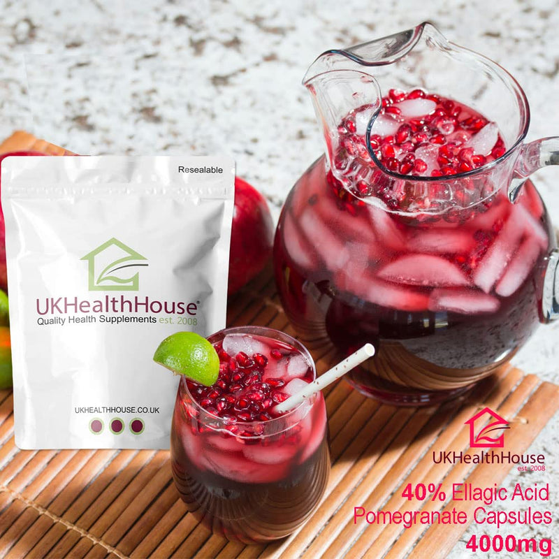 Pomegranate Capsules 4000mg x 360 - 40% Ellagic Acid, Heart Health, Immune System Support, Antioxidant Supplement, Irradiation Free, Non GMO, Vegan - BeesActive Australia