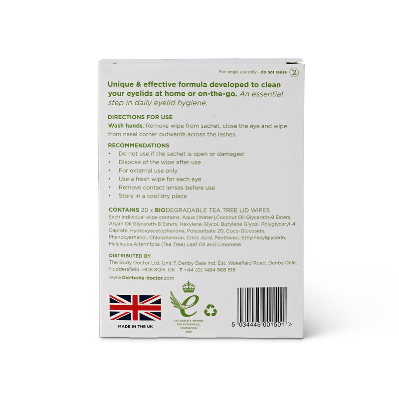 The Eye Doctor Tea Tree Eyelid Wipes - 40x Single Use Tea Tree Eye Wipes – Suitable for Sensitive Eyes, Dry Eyes, Blepharitis, MGD & Demodex – Environmentally Friendly, Biodegradable 40 count (Pack of 1) Tea Tree Wipes - BeesActive Australia