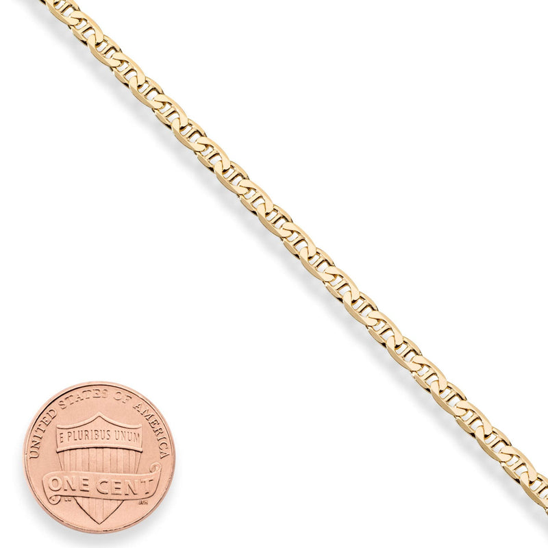 Miabella 18K Gold Over Sterling Silver Italian 3mm, 4mm Solid Diamond-Cut Mariner Link Chain Bracelet for Men Women, Made in Italy 3mm - Length 7.5 Inches - BeesActive Australia
