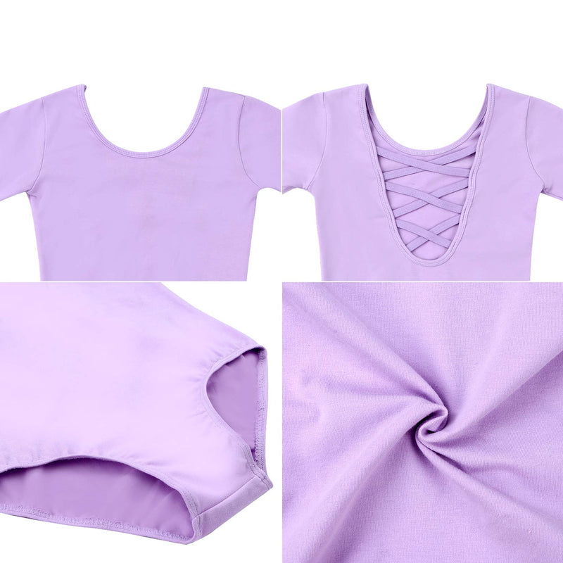 Ballet Leotard for Girls, Basic Dance Ballet Leotards Short Sleeve, Crisscross Straps Back Dance Tops for Girls/Toddlers Purple 10-12 Years - BeesActive Australia