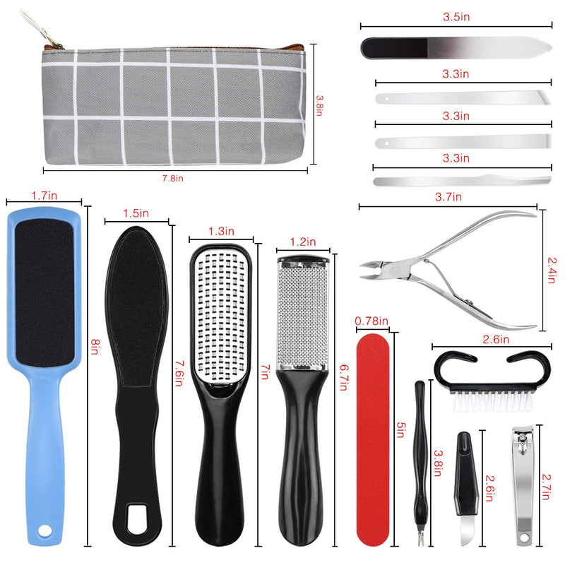 Pedicure Tools kit Foot Care Pedicure Set 16 in 1 Professional Foot File Foot Rasp Callus Remover Nail File Stainless Steel Foot File - BeesActive Australia