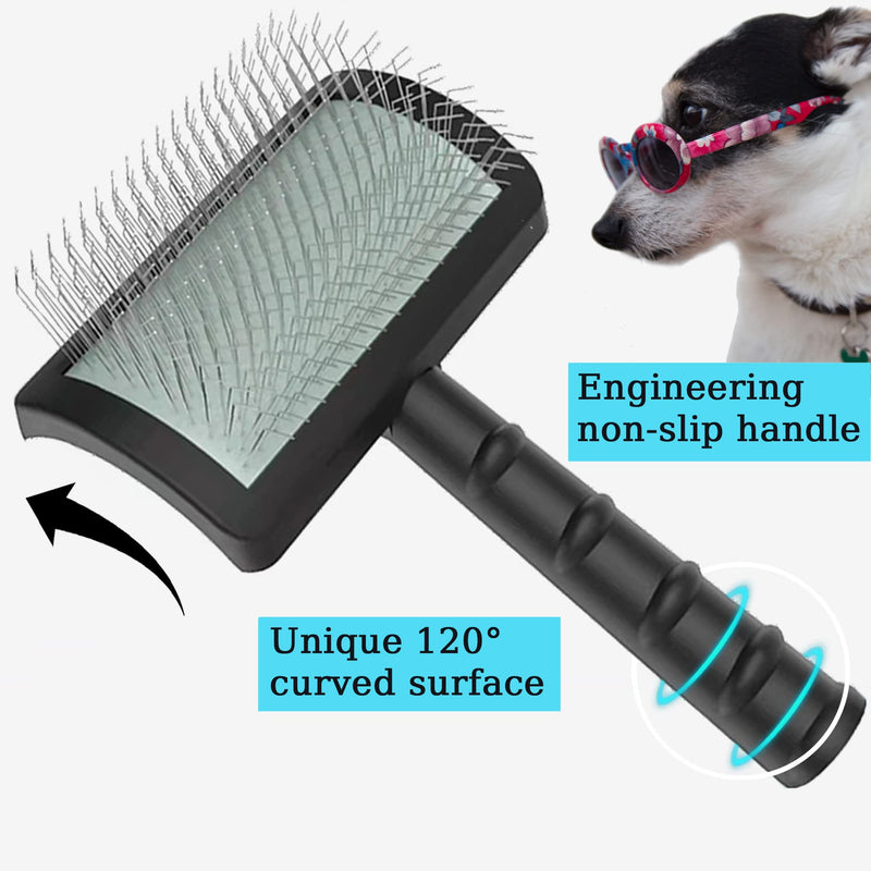 TinyPoint Large Slicker Brush for Dogs,Cats,Extra Long Pin Shedding Brush for Long Haired Dog,Cat, Pet Grooming Wire Brush for Thick Undercoat Curly Hair,25mm(1"),Black Black - BeesActive Australia