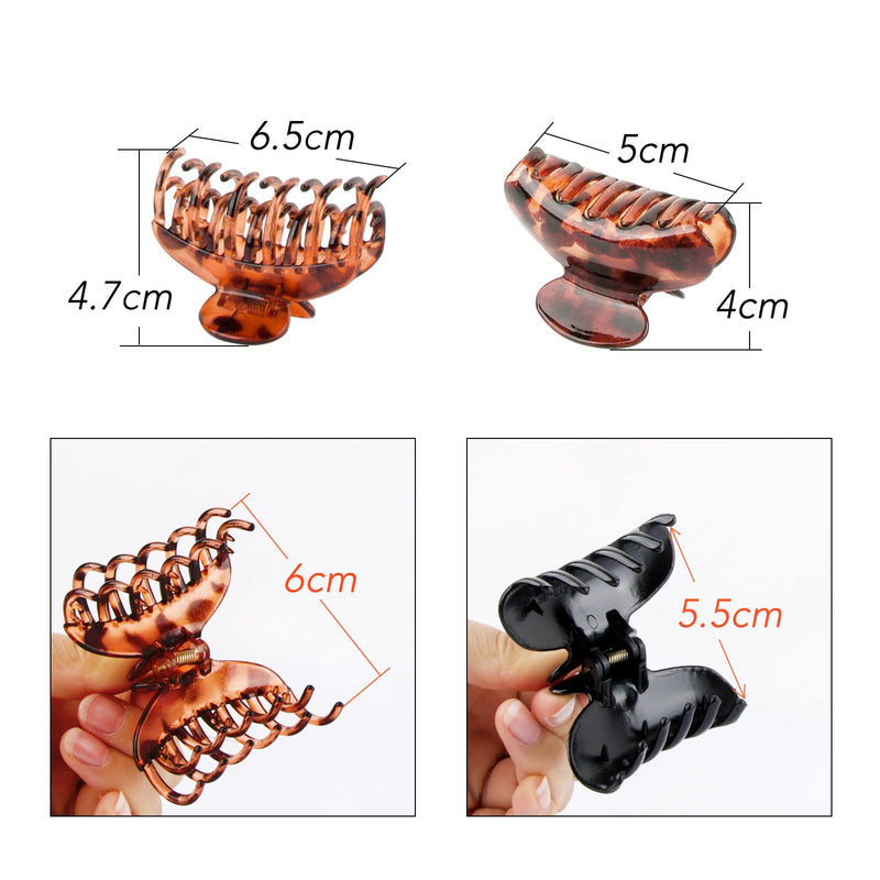 4PCS Medium Hair Claw Clips, Leopard Hair Clips Jaw Claw Clamp Plastic Nonslip Barrettes for Thin and Thick Hair for Girls and Women - BeesActive Australia