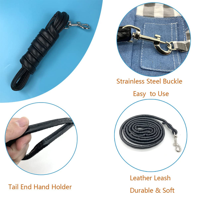 Vehomy Rabbit Harness and Leash Small Animal Clothes for Rabbit Guinea Pig, Bunny Plaid Harness Leash Guinea Pig Blue Denim Black and White Plaid Dress for Kitten Chihuahua and Other Small Animals Medium - BeesActive Australia