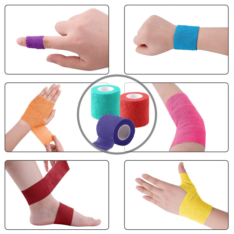BQTQ 30 Rolls Self Adherent Wrap 2 inch Bandage Adhesive Wrap Breathable Athletic Tape Stretch Wrap Roll Sports Wrap Tape Self Adhesive Bandage Wrap for Wrist Ankle Swelling Sprains(30 Colors) Rich Color - BeesActive Australia
