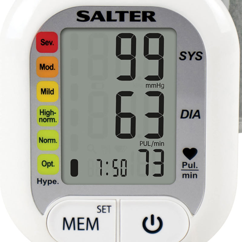 Salter BPW-9101-EU Electric Wrist Blood Pressure Monitor – Automatic Irregular Heart Rate Detector, Compact for Home Use and On the Go, Stores 60 Readings, Traffic Light Style Display, 13-21.5 cm Cuff - BeesActive Australia
