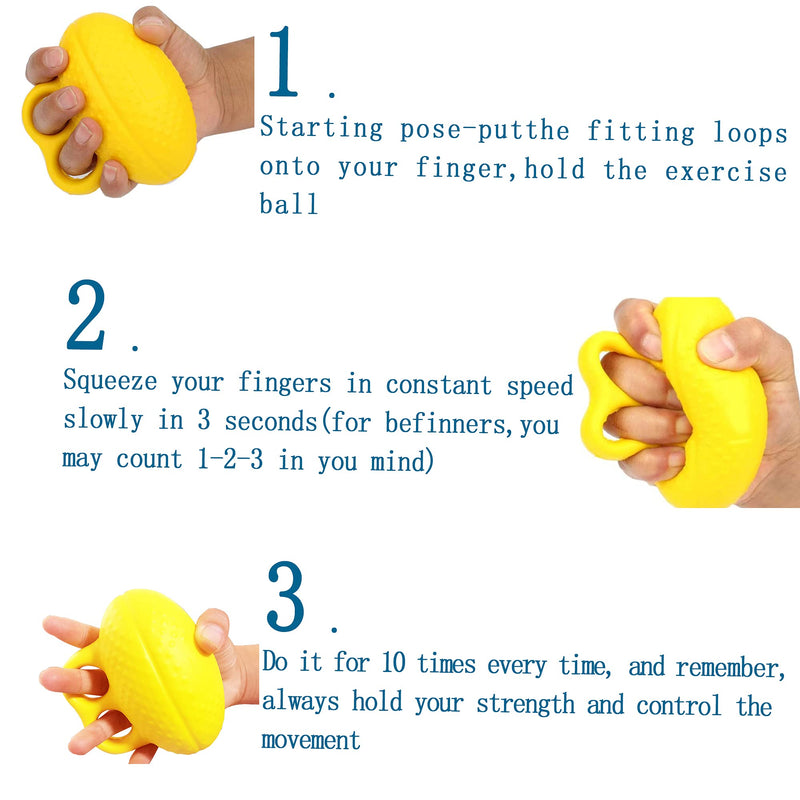 Finger Ball Exerciser Grip Ball Strength Squeeze Stress Balls for Hand, Finger Grip Strengthening Exercise for Hand Yellow - BeesActive Australia