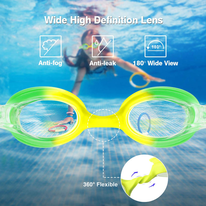Kids Swim Goggles, 2 Pack Swimming Goggles No Leaking Anti Fog Kids Goggles for Boys Girls(Age 6-14) - BeesActive Australia