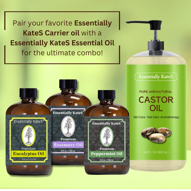 Essentially KateS Castor Oil 16.9 Fl Oz - 100% Pure and Natural and Cold Pressed 16.90 Fl Oz (Pack of 1) - BeesActive Australia