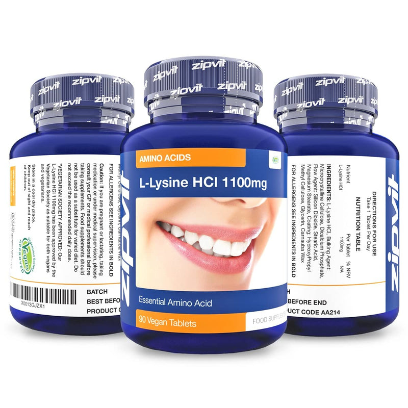 L-Lysine 1100mg Tablets. High Strength Essential Amino Acid, Vegan and Vegetarian, 90 Tablets, 3 Months Supply - BeesActive Australia