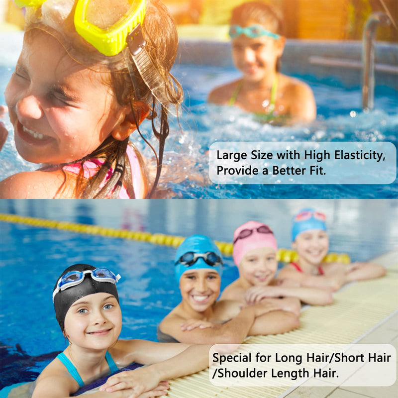 Silicone Swim Cap,Waterproof Swimming Cap for Curly Hair Short Hair Medium to Long Hair Pink - BeesActive Australia