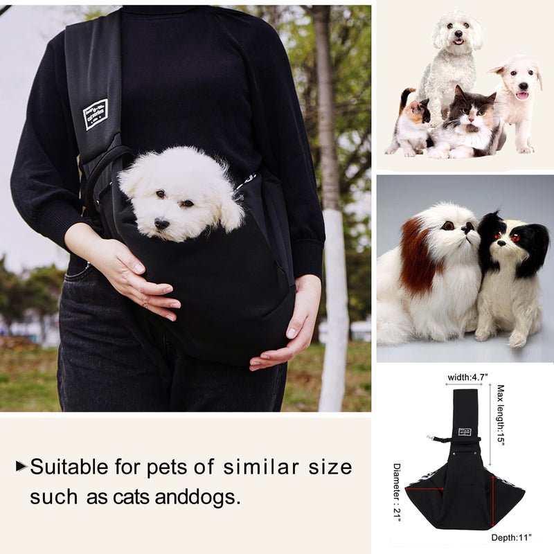 Dog and Cat Sling Carrier, Dog Carriers for Small Dogs, Soft Material, Easy to Clean and Non-Sticky, Fashionable and Sporty, for Outdoor Travel… Black - BeesActive Australia