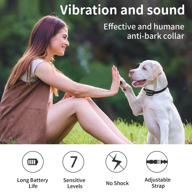 MASBRILL Small Dog Bark Collar, No Bark Collars Anti Barking Collar for Small Dogs Small Most Humane Stop Barking Collar Rechargeable Bark Collar with 7 Sensitivity and Intensity Beep Vibration Black - BeesActive Australia