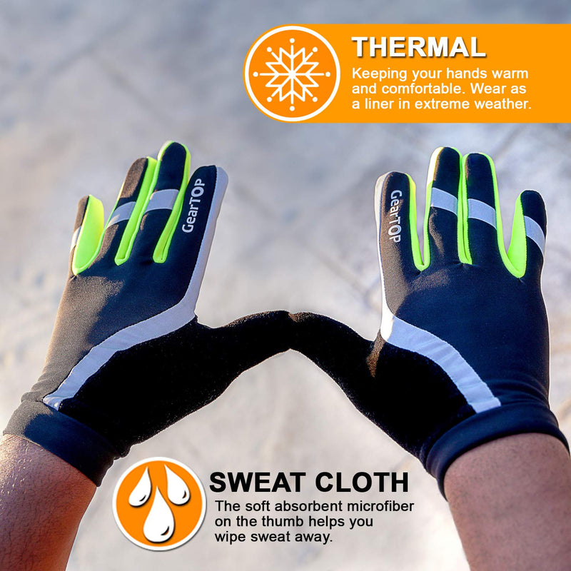 [AUSTRALIA] - GearTOP Running Gloves for Men and Women, Lightweight Outdoor Sports Touchscreen Gloves, Multi-Purpose Reflective Gloves for Cycling, Biking, Driving & for All Weather Conditions Large 