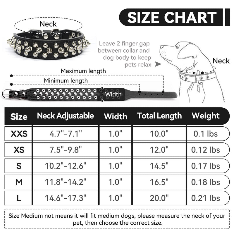 DOGGYZSTYLE Spiked Studded Rivet Leather Dog Collar for Cats Puppy Small Medium Pets Large (Pack of 1) Black - BeesActive Australia