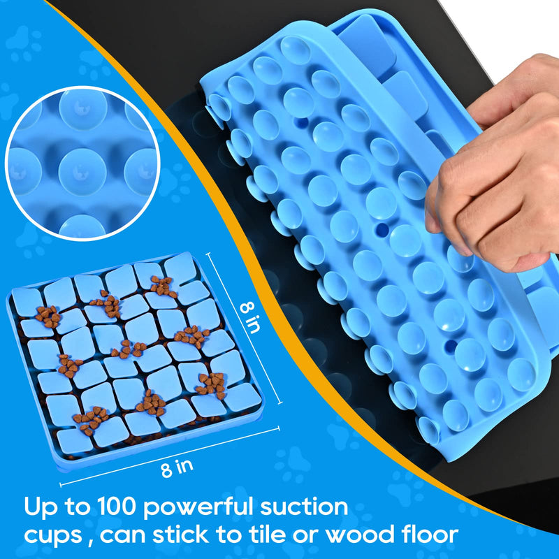 OurMiao Silicone Snuffle Mat for Dogs, Slow Feeder Dog Bowls Cat Bowl, Dog Sniff Mat Treat Mat Puzzle Bowl for Smell Training Slow Eating Blue - BeesActive Australia