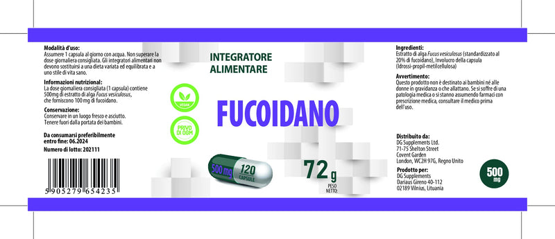 Fucoidan from Bladderwrack (Fucus vesiculosus) 500mg 120 Vegan Capsules, High Strength Supplement, Gluten and GMO Free - BeesActive Australia