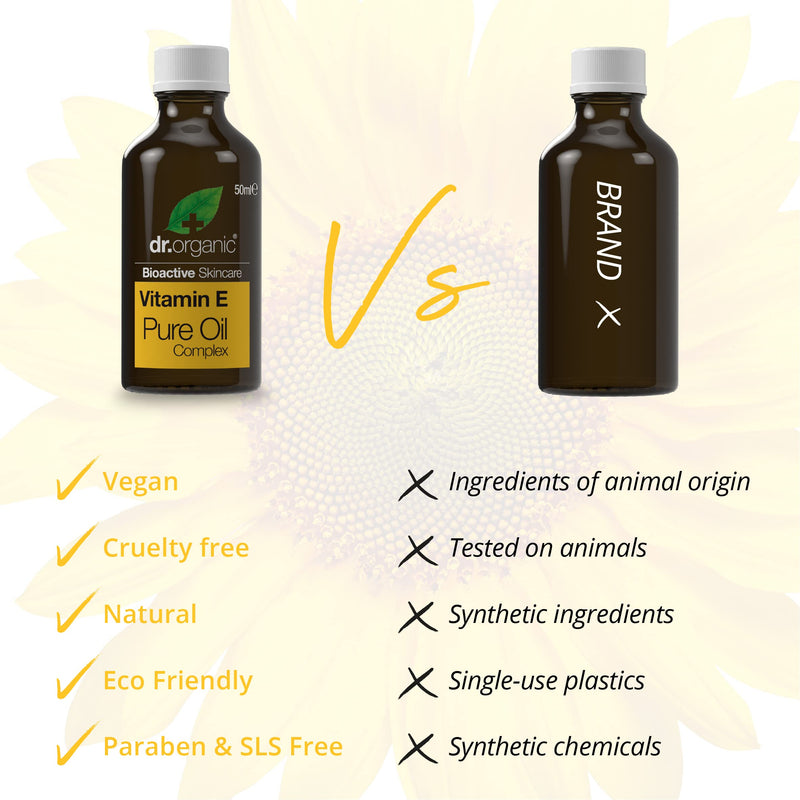 Dr Organic, Organic Vitamin E Pure Oil , Natural , Vegan , Cruelty Free , Paraben & SLS Free , 50 ml (Pack of 1) - BeesActive Australia