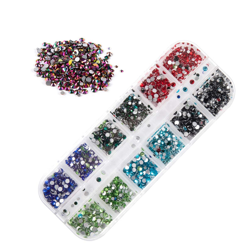AB Nail Crystals Rhinestones Multi Shapes 3D Glass Nail Art Crystal Round Beads Flatback Glass Charms Gems Stones with Pick Up Tweezer and Rhinestone Picker Dotting Pen More than 4000pcs (6Size) - BeesActive Australia