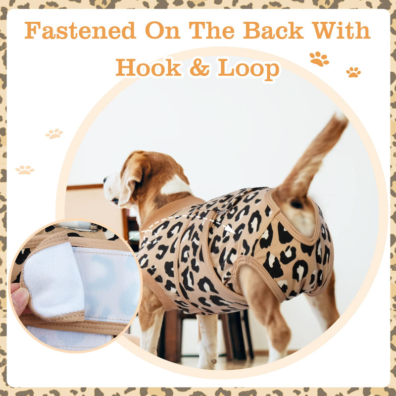 FUAMEY Dog Recovery Suit,Pet Body Suits After Surgery,Lepard Printed Spay Suit for Female Dog,Male Dogs Surgical Neuter Suit,Dog Onesie Alternative to Cone E-Collar,Pet Abdominal Anti Licking Shirt M(Chest:19-23in) brown - BeesActive Australia