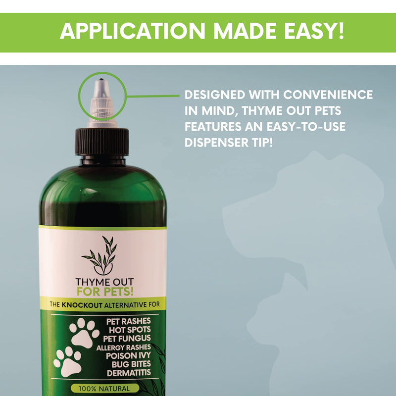 Thyme Out for Pets (8oz) - Natural Dog and Cat Itch Relief & Skin Treatment for Itchy Paws and Ringworm - Yeast Infection, Dandruff and Hot Spot Spray for Dogs - All Natural, Organic Blend - BeesActive Australia