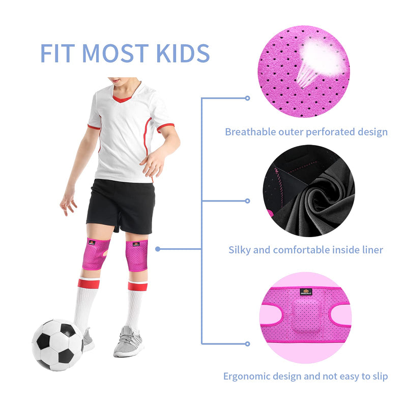 Adjustable Knee Pad for Children, Unisex Kids' Protective Knee Brace with Padded Sponge for Volleyball, Tennis, Badminton, Yoga, Basketball, Cycling, Running, Dancing Rose L/XL (40-60lb 5-8 years) - BeesActive Australia