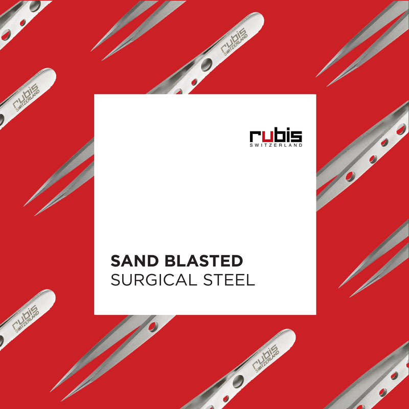 Rubis Hole Pattern Stainless Steel Pointed Tweezers for Precise Eyebrows and Hair Removal, The Elegance Collection,1K011 9.5, Made in Switzerland - BeesActive Australia