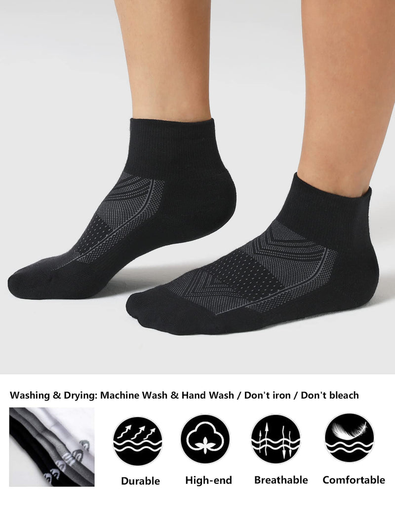 CS CELERSPORT 6 Pairs Women's Running Ankle Socks Athletic Sport Socks Cushioned 6 Pair Black Medium - BeesActive Australia