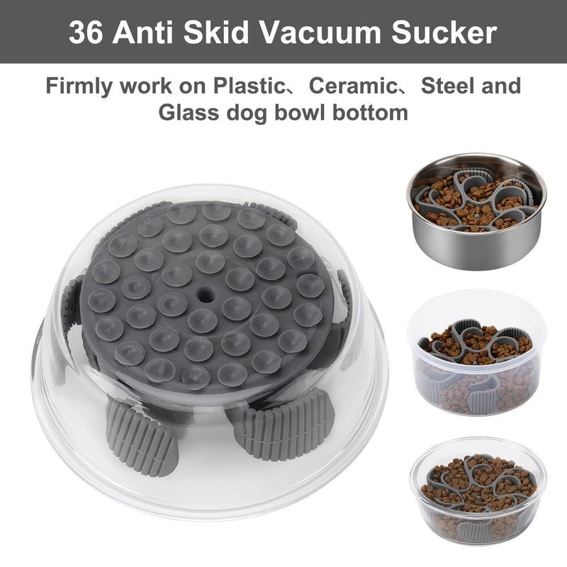 Anipaw Dog Slow Feeder Dog Bowls Silicone Spiral Dog Food Bowls Insert Dog Feeder to Slow Down Eating for Large Medium Small Breed Dogs Perfect with Stainless Steel Plastic Glass Ceramic Dog Bowls Grey - BeesActive Australia
