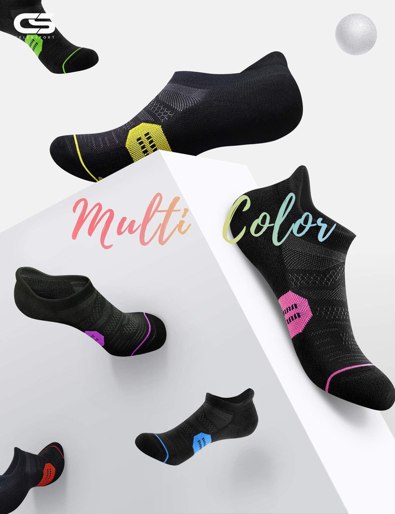6 Pack Women's Ankle Running Socks Cushioned Low Cut Tab Athletic Socks Black Mixed Small - BeesActive Australia