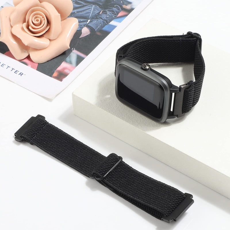 WONMILLE Adjustable Smartwatch Replacement Straps for SW021 ID205L/SW025 ID205S Sport Watch, Soft Nylon Stretchy Elastics Sport Wristband 19mm Bands Accessory (Black) Black - BeesActive Australia