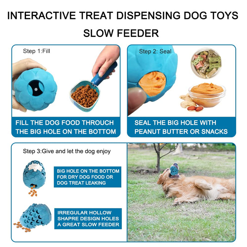 YCLWBG Dog Toys for Large Dogs Aggressive Chewers , Indestructible Dog Toys for Aggressive Chewers , Durable Dog Toys Dragon Egg Dog Toy Bacon Milk Flavor ， Tough Dog Toys Treat Dispensing Blue white - BeesActive Australia