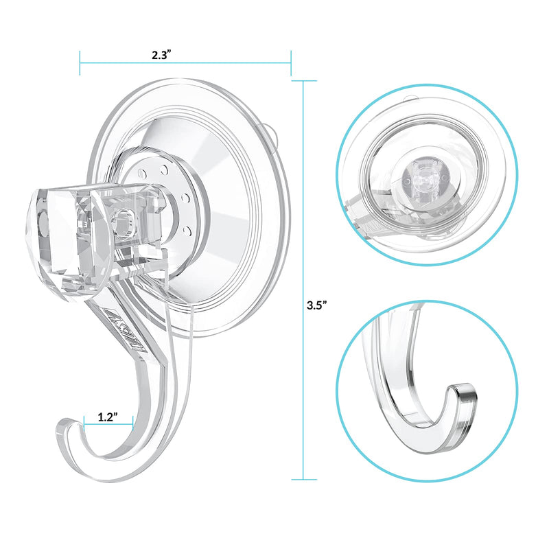 Suction Cup Hooks, VIS'V Small Clear Removable Heavy Duty Suction Hooks Strong Window Glass Door Suction Cup Hangers Kitchen Bathroom Shower Wall Hooks for Towel Loofah Utensils Wreath - 2 Pcs - BeesActive Australia