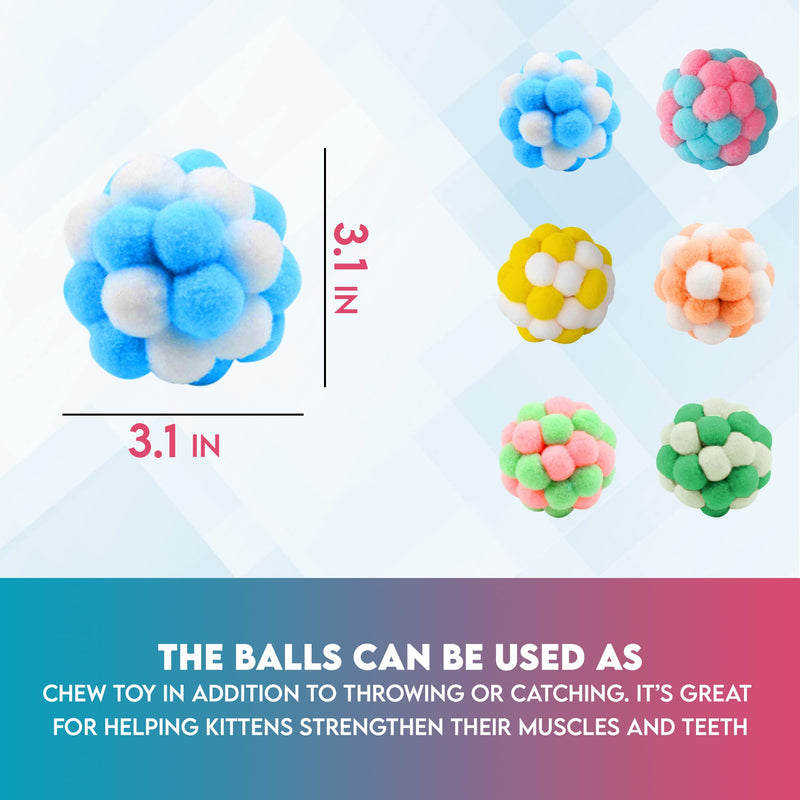 Paw Paw Babe Cat Balls & Catnip Toys Set - Cartoon Fuzzy Balls, Soft & Lightweight - Kittens Chewing, Kicker Toys - Cat Toys for Indoor Cats - Kitten & Cat Accessories - Pack of 9 - BeesActive Australia