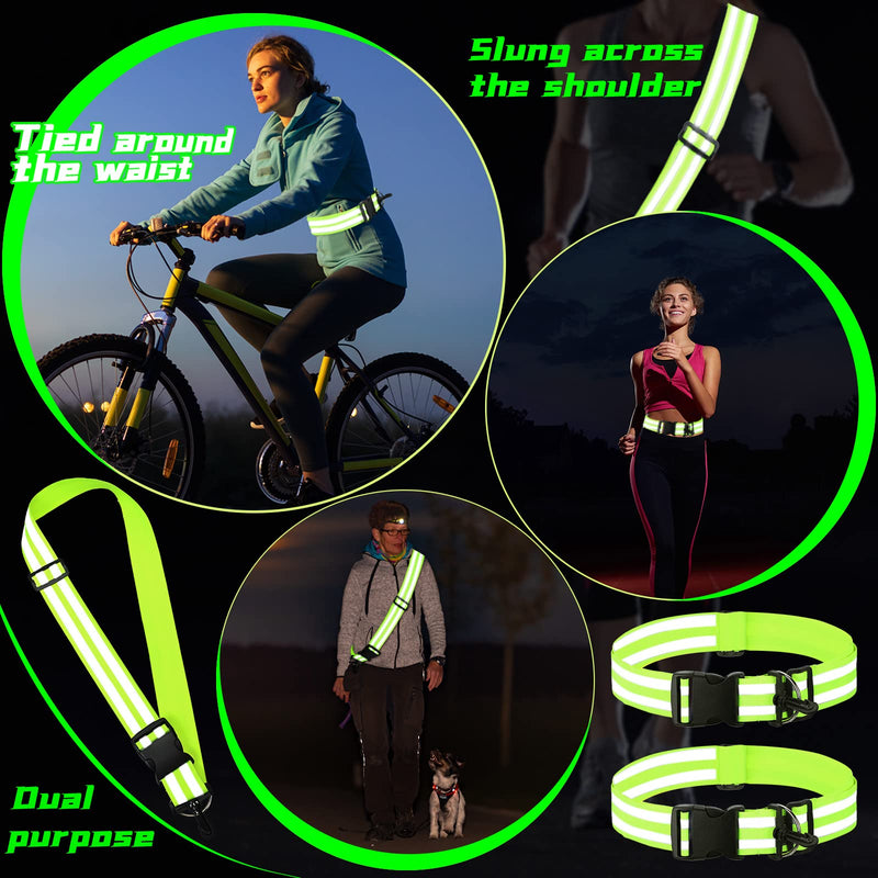 Saintrygo Reflective Sash 2 Pieces Reflective Running Gear High Visibility Safety Reflective Sash Reflective Jacket Adjustable Reflective Sash for Walking Cycling at Night Fluorescent Green - BeesActive Australia