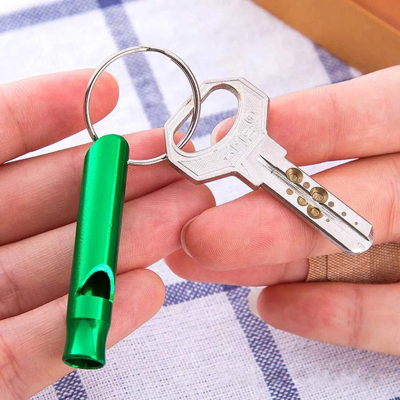 DDJYP Pack of 8 Extra Loud Emergency Whistle Keychain Camping Survival Whistle, Aluminum Alloy Whistle Key Chain for Camping Hiking Hunting Outdoors Sports - BeesActive Australia