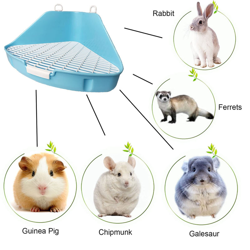 kathson Large Triangle Rabbit Corner Litter Box Bunny Toilet Pet Potty Trainer Guinea Pig Litter Bedding Pan for Adult Rabbits,Chinchillas, Guinea Pigs, Ferrets Blue - BeesActive Australia