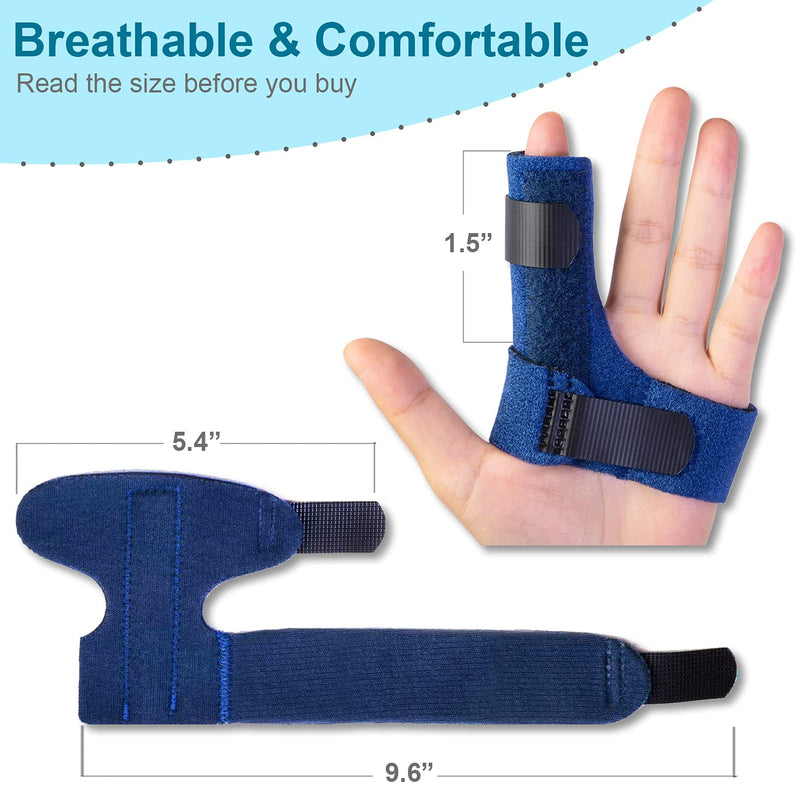 Sumifun Finger Brace for Hands, Finger Splints with 2 Gel Sleeves for Mallet Finger, Trigger Finger, Finger Supports with Built-in Aluminium Bar for Sprains, Pain Relief, Sports Injury, Blue Both Right Hand and Left Hand - Blue - BeesActive Australia