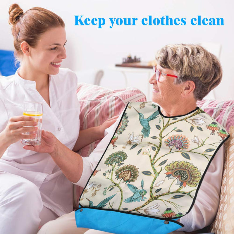 Adult Bib, Waterproof Washable Mealtime Clothes Protector Elegent Aid Apron with Crumb Catcher Women - BeesActive Australia