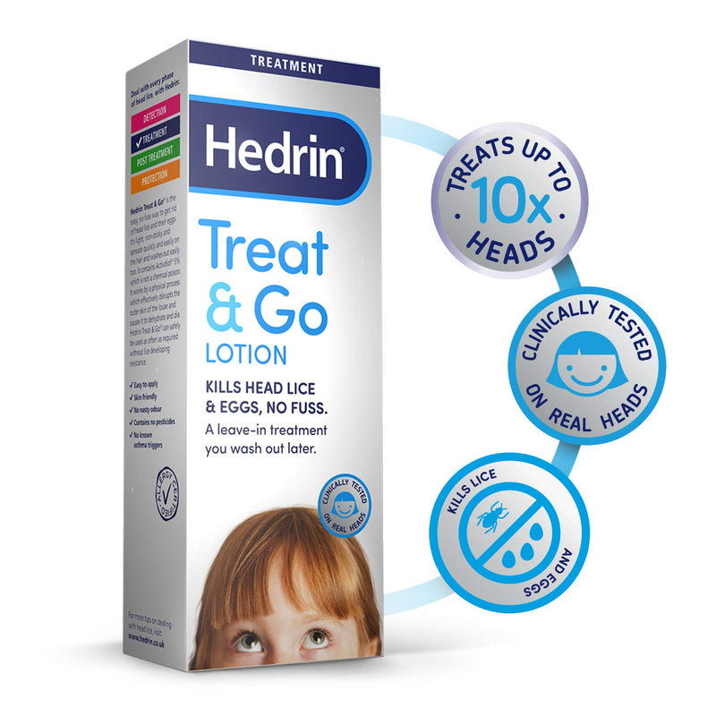 Hedrin Treat and Go Lotion, Head Lice Treatment, Kills Headlice and Eggs in One Go, 10 x Treatments - 250 ml 250 ml (Pack of 1) - BeesActive Australia