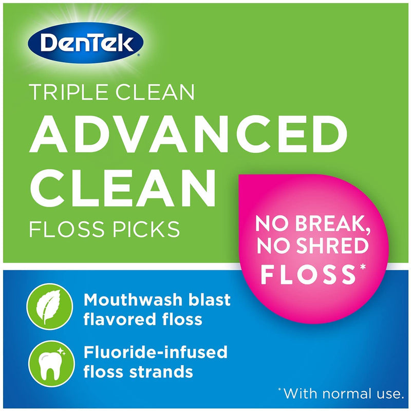 DenTek Triple Clean Floss Picks, No Break Guarantee, 150 Count, 3 Pack 150 Count (Pack of 3) Pack of 3 - BeesActive Australia