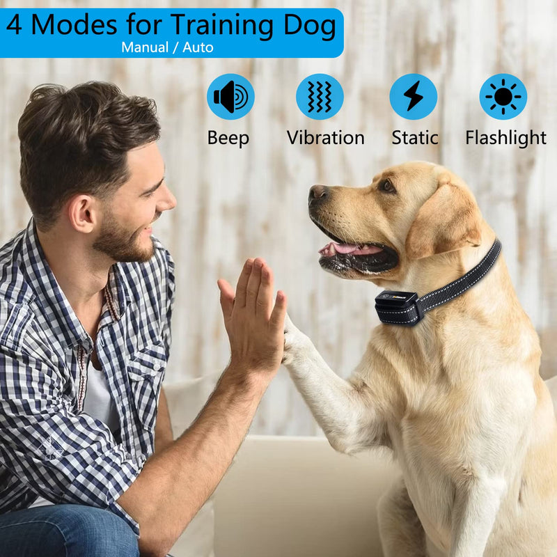 Dog Shock Collar, Dog Training Collar with Remote, Waterproof Electric Dog Collar with Beep, Vibration, Shock, Light and Barking Mode, Suitable for Large Medium Small Dogs and Puppy - BeesActive Australia
