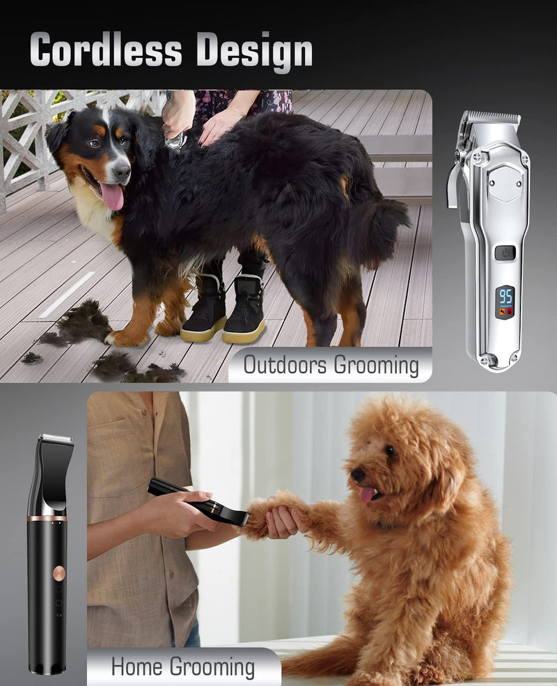 oneisall Dog Grooming Clippers and Dog Paw Trimmer 2 in 1, Dog Grooming Kit for Matted Hair, Low Noise Cordless Pet Hair Trimmers for Small and Large Dogs Cats - BeesActive Australia