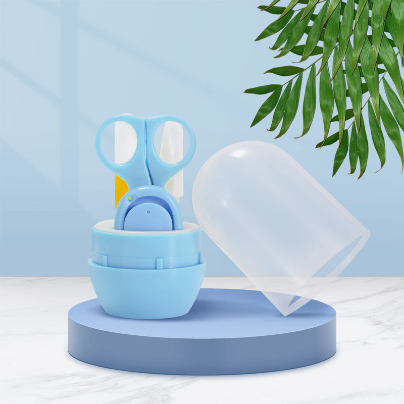 Baby Nail Clipper Kit Nail Care Set Manicure Set with Safe Nail Clipper Scissor Tweezer Nail File for Newborn Toddler 4pcs Blue - BeesActive Australia