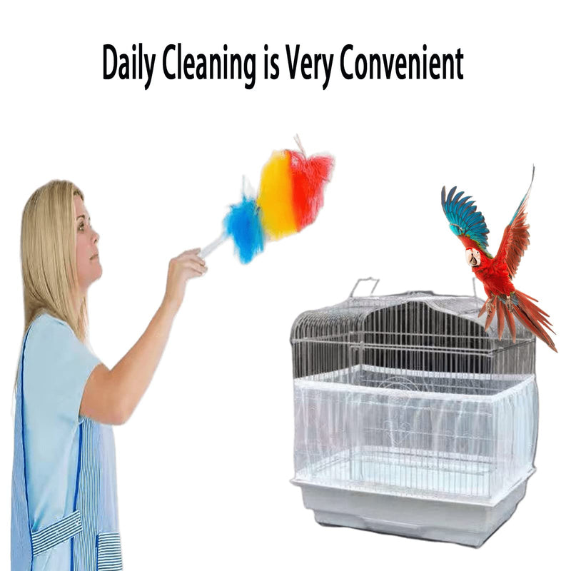 Hakeeta Bird Cage Skirt, Mesh Bird Seed Catcher, Birds Cage Airy Net Cover, Soft Nylon Ventilated Skirt Traps Cage Basket Seed Guard Parrot with Adjustable Drawstring.(Large Size-XL White - BeesActive Australia