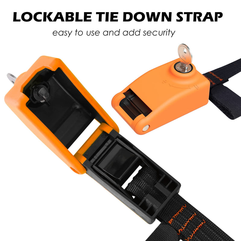 Lovinouse 2 Pack 15FT Lockable Tie Down Strap, with 3 Stainless Steel Cables, for Lashing Locking Kayak, Bike, Surfboard, 15 Feet Each (15 FT) 15 ft - BeesActive Australia