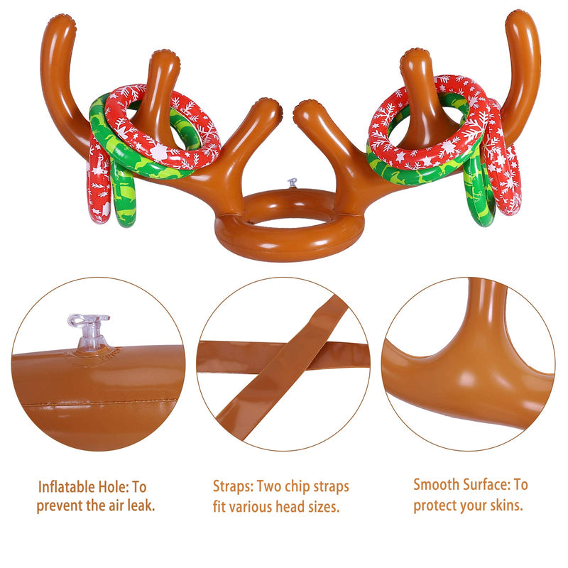 [AUSTRALIA] - MGparty Christmas Inflatable Reindeer Antler Toss Game for Xmas Kids Teens Party Favors Supplies Outdoor Indoor Ring Toss Game 
